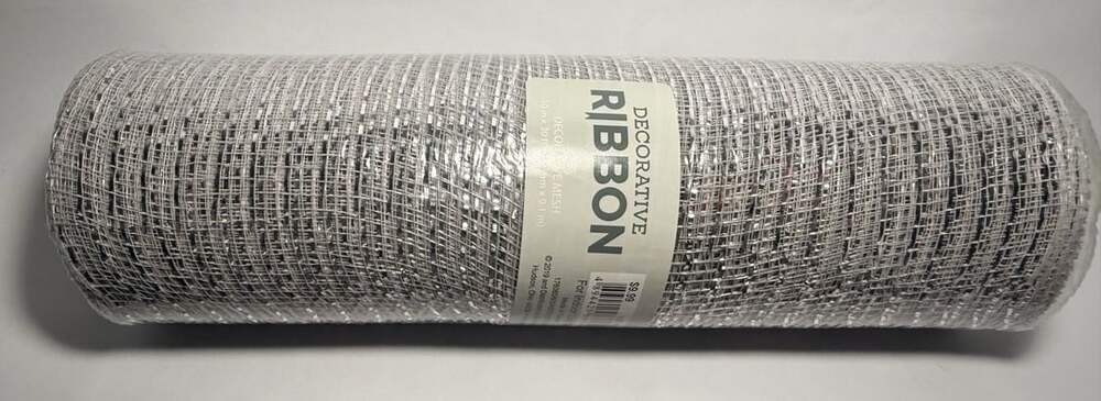 Designs Decorative Mesh 21" x 10 Yds Iridescent White W Metallic Gold